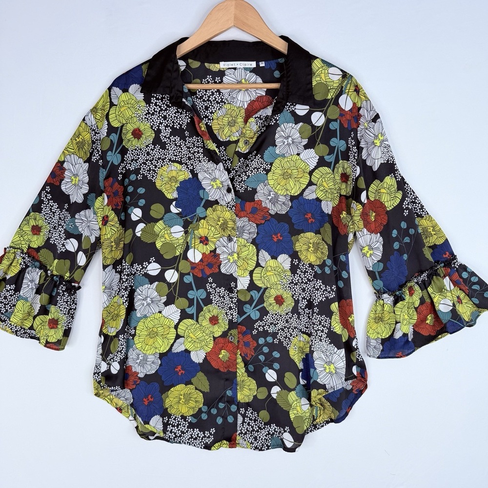 Violet & Claire Women's Floral Blouse Lightweight.‎ Relaxed Bell Sleeves XL